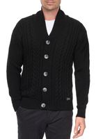 Stylischer Herren Cardigan mit Knopfleiste und Stehkragen Strick-Jacke 13421 Schwarz