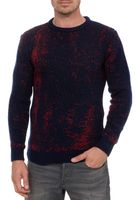 Zeitloser Herren Rundhals-Pullover im Zweifarben-Design Feinstrick-Sweater 13433 Marine