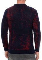 Zeitloser Herren Rundhals-Pullover im Zweifarben-Design Feinstrick-Sweater 13433 Marine