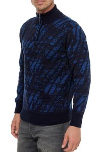Sportiver Herren Stehkragen-Pullover mit 1/2-Zipper Feinstrick-Sweater 13444 Marine