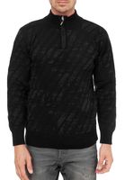 Sportiver Herren Stehkragen-Pullover mit 1/2-Zipper Feinstrick-Sweater 13444 Schwarz