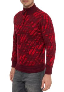 Sportiver Herren Stehkragen-Pullover mit 1/2-Zipper Feinstrick-Sweater 13444 Weinrot