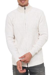 Veste en maille élégante pour homme, col montant, sweat-shirt en grosse maille 13446 Écru