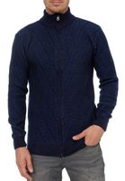 Stylish men's knit jacket with stand-up collar, chunky knit sweatshirt 13446 Navy
