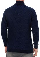 Stylish men's knit jacket with stand-up collar, chunky knit sweatshirt 13446 Navy