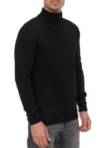 Veste en maille élégante pour homme, col montant, sweat-shirt en grosse maille 13446 Noir