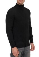 Stylish men's knit jacket with stand-up collar, chunky knit sweatshirt 13446 Black