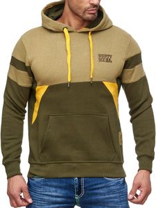 Sweat à capuche homme sport colorblock avec poche kangourou, pull 19041 Olive