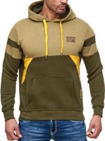 Sweat à capuche homme sport colorblock avec poche kangourou, pull 19041 Olive