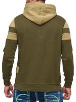 Sweat à capuche homme sport colorblock avec poche kangourou, pull 19041 Olive
