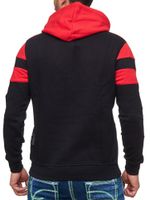 Sweat à capuche pour homme, style sportif, colorblock, avec poche kangourou, référence 19041, rouge.