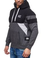 Sweat à capuche homme sport colorblock avec poche kangourou, pull 19041, noir
