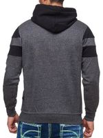 Sweat à capuche homme sport colorblock avec poche kangourou, pull 19041, noir