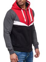Sweat-shirt à capuche tendance pour homme, style colorblock, rouge, référence 19043.