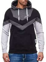 Sweat à capuche dynamique pour homme, design colorblock, avec poche kangourou, pull sport anthracite 19044