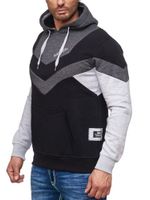 Sweat à capuche dynamique pour homme, design colorblock, avec poche kangourou, pull sport anthracite 19044