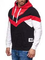 Sweat à capuche homme dynamique à blocs de couleurs, pull à capuche avec poche kangourou, pull sport 19044 Rouge