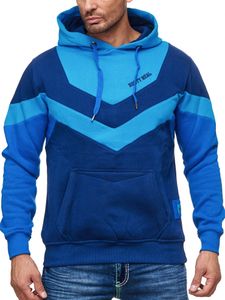 Sweat à capuche homme dynamique à blocs de couleurs, pull à capuche avec poche kangourou, pull sport 19044 turquoise