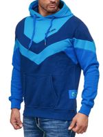 Sweat à capuche homme dynamique à blocs de couleurs, pull à capuche avec poche kangourou, pull sport 19044 turquoise