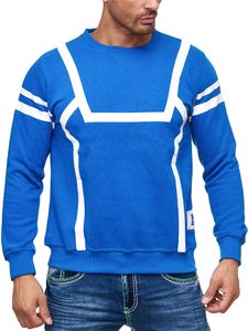 Pull homme décontracté et sportif à col rond, imprimé contrastant, référence 19045 Sax-Blue