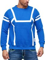 Pull homme décontracté et sportif à col rond, imprimé contrastant, référence 19045 Sax-Blue