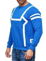 Pull homme décontracté et sportif à col rond, imprimé contrastant, référence 19045 Sax-Blue