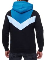 Sweat à capuche homme décontracté à blocs de couleurs avec poche kangourou, pull 19047 Petrol