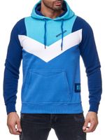 Sweat à capuche homme décontracté à blocs de couleurs avec poche kangourou, pull 19047 turquoise