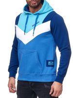 Sweat à capuche homme décontracté à blocs de couleurs avec poche kangourou, pull 19047 turquoise