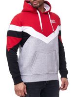 Sweat à capuche homme sport à blocs de couleurs avec poche kangourou, pull 19048, rouge