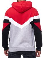 Sweat à capuche homme sport à blocs de couleurs avec poche kangourou, pull 19048, rouge