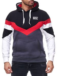 Sweat à capuche homme sport à blocs de couleurs avec poche kangourou, pull 19048, noir