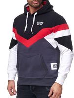 Sweat à capuche homme sport à blocs de couleurs avec poche kangourou, pull 19048, noir