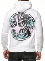 Sweat à capuche tendance pour homme, imprimé tropical et grand imprimé au dos. Sweat à capuche 19101 Blanc