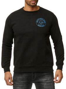 Pull homme décontracté à col rond, imprimé logo et grand imprimé au dos, référence 19103, noir