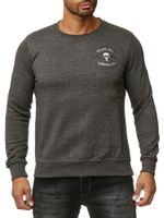 Pull homme à col rond tendance, imprimé tête de mort et grand imprimé au dos, référence 19104, couleur anthracite