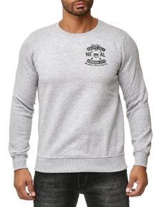 Pull homme à col rond tendance, imprimé tête de mort et grand motif au dos, référence 19104, gris