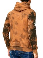 Sweat à capuche homme effet batik, imprimé vintage, style usé, référence 19112 Camel