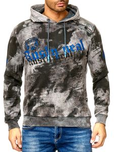 Sweat à capuche tie-dye pour homme, pull à capuche avec imprimé vintage, pull 19113, anthracite