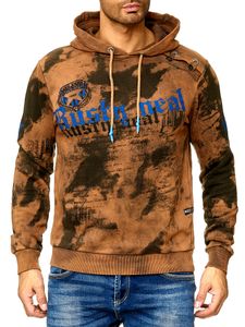 Sweat à capuche tie-dye pour homme, pull à capuche imprimé vintage, référence 19113 Camel