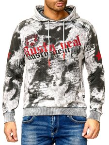 Sweat à capuche tie-dye pour homme, pull à capuche avec imprimé vintage, référence 19113 Gris