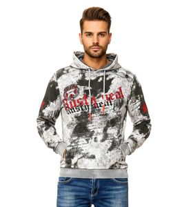 Men's tie-dye hoodie, hooded pullover with vintage print, sweater 19113 Grey