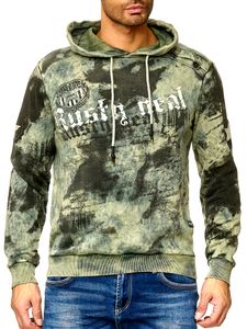 Sweat à capuche tie-dye pour homme, pull à capuche avec imprimé vintage, référence 19113 kaki