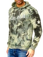 Sweat à capuche tie-dye pour homme, pull à capuche avec imprimé vintage, référence 19113 kaki