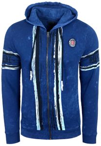 Sweat à capuche moderne pour homme, veste de survêtement délavée à imprimé tête de mort, modèle 19122 Sax-Blue