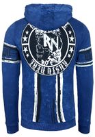 Sweat à capuche moderne pour homme, veste de survêtement délavée à imprimé tête de mort, modèle 19122 Sax-Blue