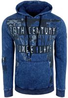 Sweat à capuche élégant pour homme, en denim délavé à l'huile avec imprimé grunge, référence 19124 Sax-Blue