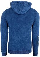 Sweat à capuche élégant pour homme, en denim délavé à l'huile avec imprimé grunge, référence 19124 Sax-Blue