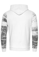 Moderner Herren Kapuzen-Pullover Oil-Washed Hoodie mit dekorativer Knopfleiste Sweatshirt 19129 Weiß
