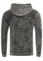 Moderner Herren Kapuzen-Pullover Oil-Washed Hoodie mit Steppmuster und Schrift-Prints Sweater 19131 Anthrazit